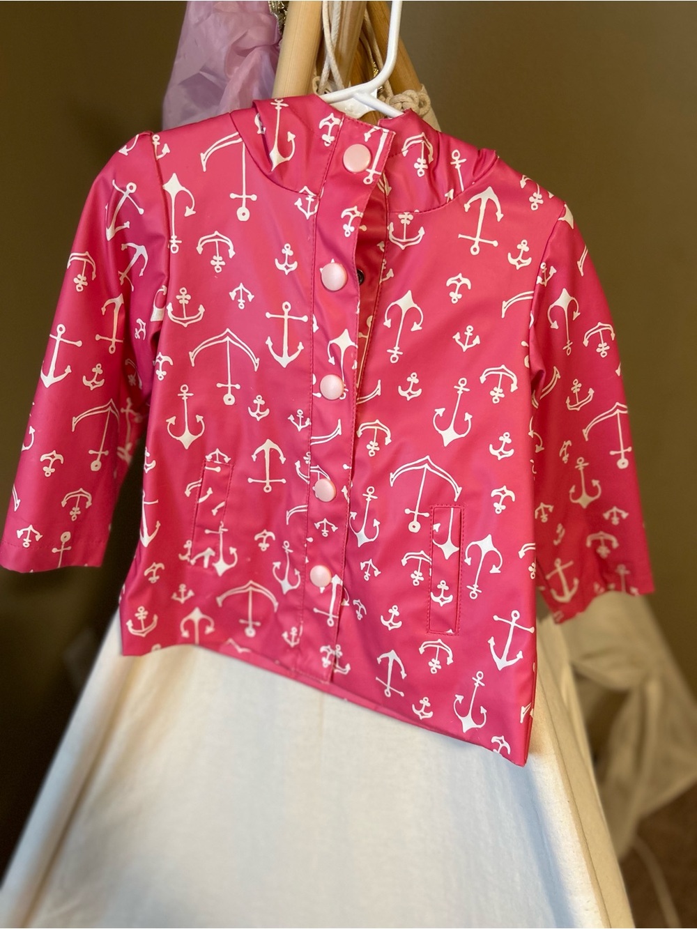 Cherokee Pink Anchor-Print Hooded Rain Jacket 18M